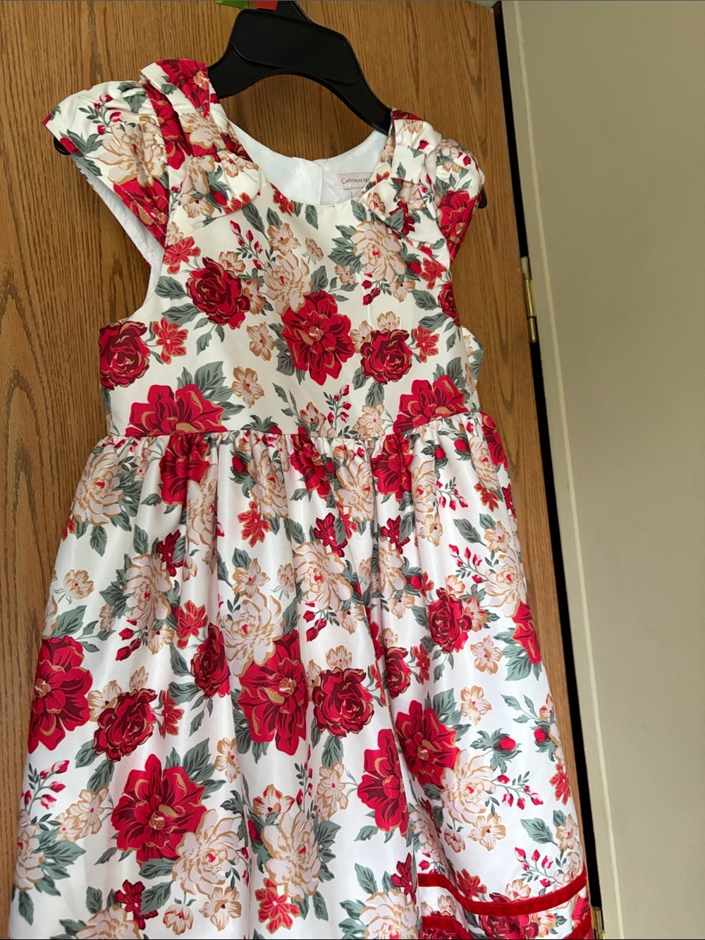 Catherine Malandrino White Dress with Red Floral Print